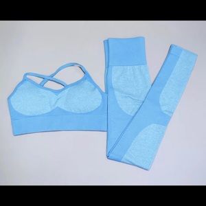 Blue Seamless High waisted Leggings set